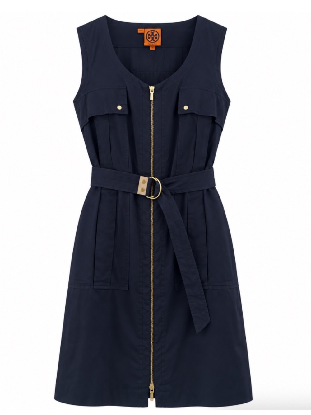 Tory Burch Alexander Belted Utility Dress Navy Blue Cotton Women’s Size 6
